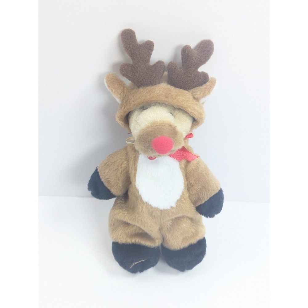 Vintage  Wee Bear Village GANZ Bear Sleighter Reindeer Christmas